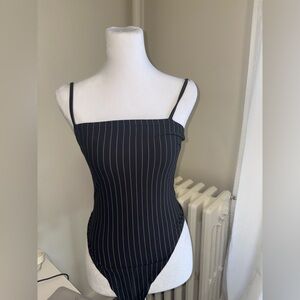 Black Pinstripe Bodysuit